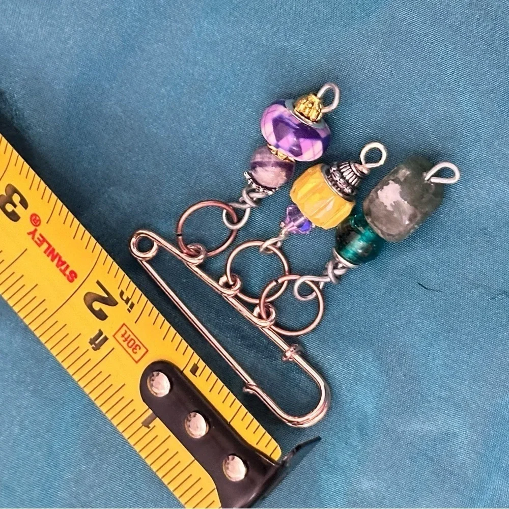 Glass Beaded Brooch | Hand Crafted | Pin Multicolor Wire-Wrapped OOAK 4370
